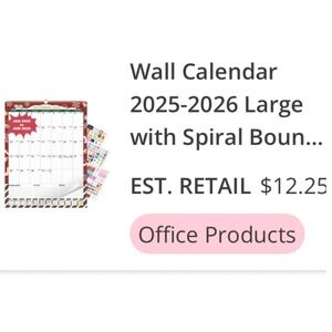 Wall Calendar 2025 2026 Large Spiral Bound‎ Planner Stickers Office Product